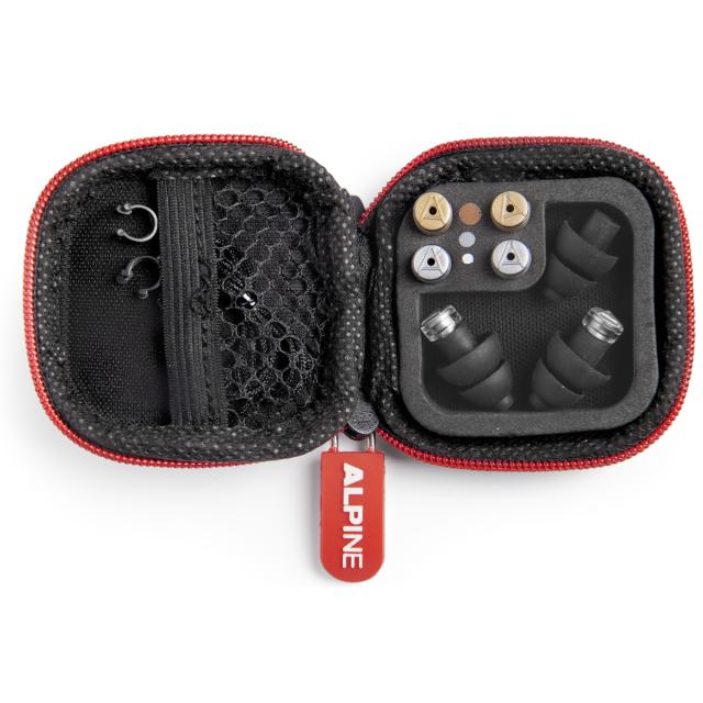 Earplug kit for hearing protection including 3 attenuation filters and travelbox - Black edition