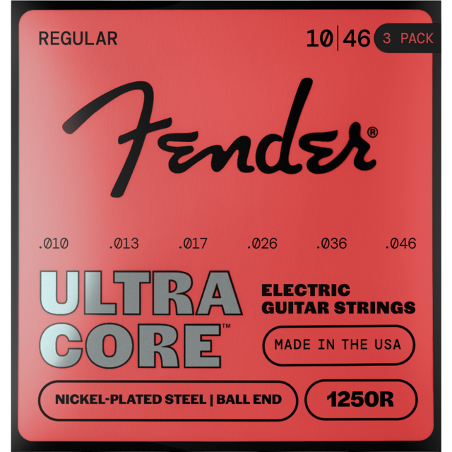 Pacco di 3 Mute Fender Ultracore™ 1250L Guitar Strings, Nickel-Plated Steel, Ball End, Gauges .010-.046 0730250606