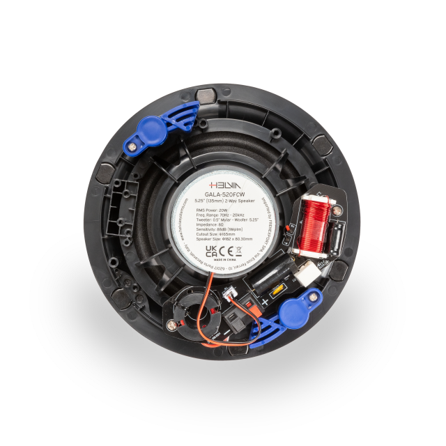 20W 8ohm 5.25" 2-Way Ceiling Speaker with Frameless Grille, White