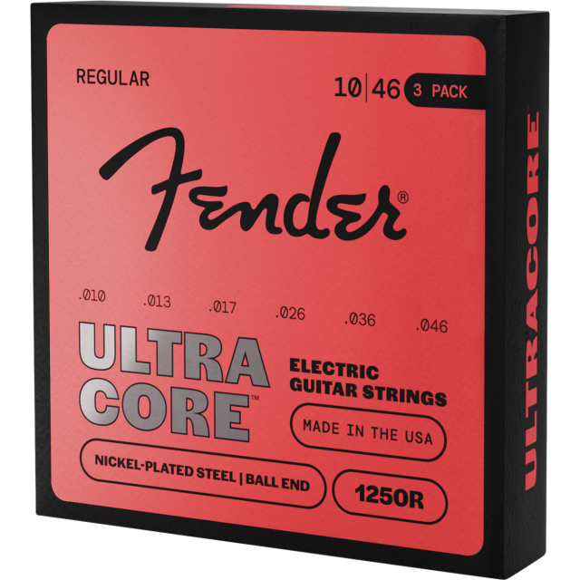 Pacco di 3 Mute Fender Ultracore™ 1250L Guitar Strings, Nickel-Plated Steel, Ball End, Gauges .010-.046 0730250606