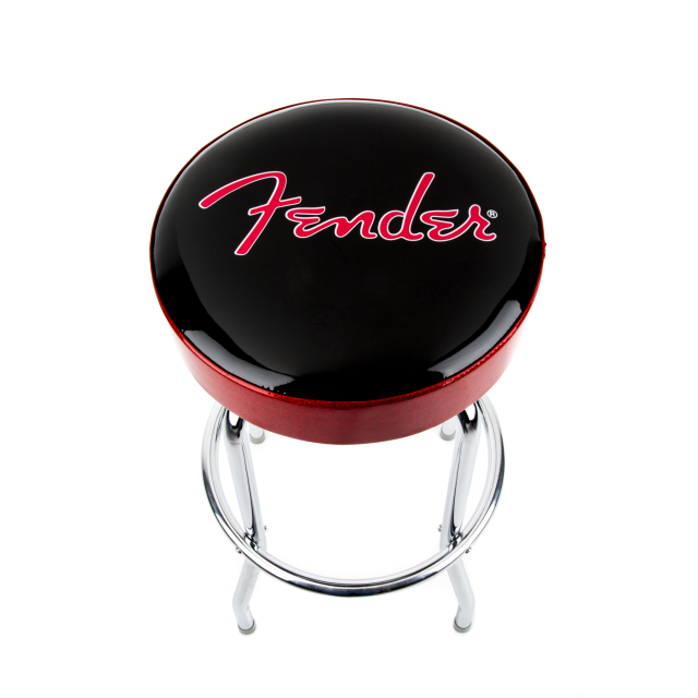 Fender™ Embossed Black Logo Barstool, Black/Red, 24"