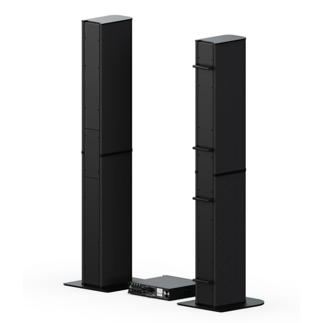 Pair of Full-range Design Column Loudspeakers complete with accessories + 4CH x 2500W @4Ω Amplifier