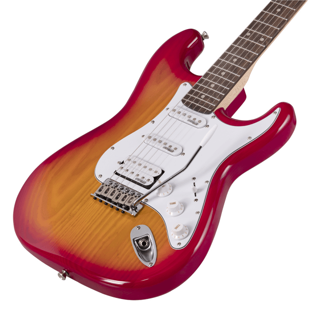 Double cutaway electric guitar with 2 single coils + splittable humbucker and self-locking tuners (Wilkinson equipped, eco-rosewood fretboard)