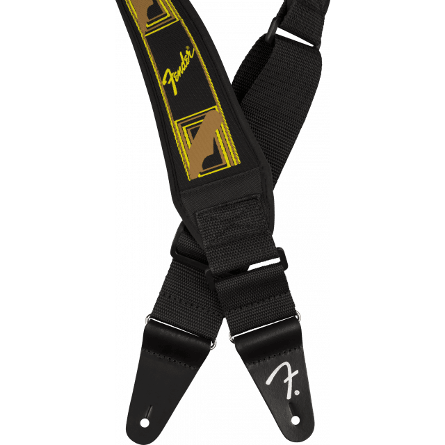 Tracolla Fender Fender Swell Neoprene Logo, Blk/Ylw/Brn Mono, 2.5"