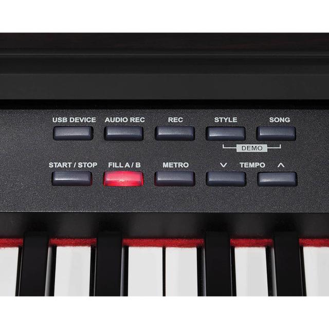 Upright digital piano with 88-Keys "Hammer Action" keyboard and 256 notes of polyphony. 