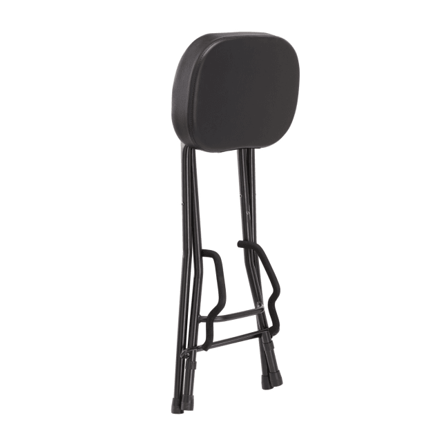 Guitarist stool with integrated guitar stand