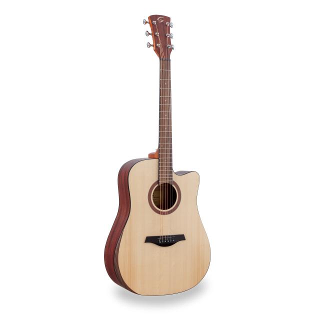 Dreadnought cutaway acoustic guitar with armrest and preamp