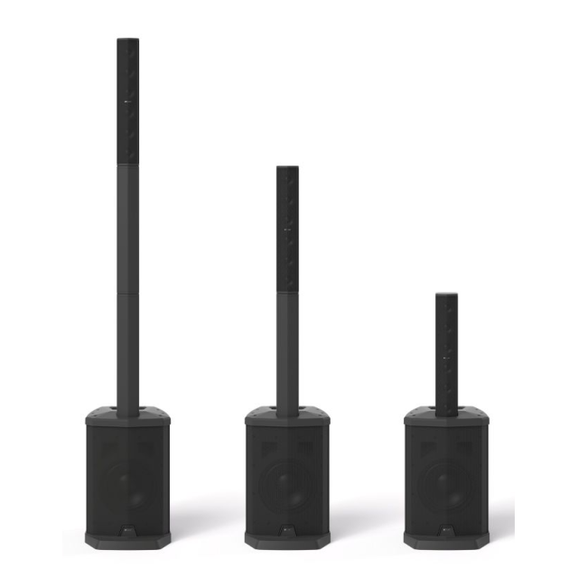 Sistema PA a colonna attivo con subwoofer da 8”, array 4x2.5” PAT®, mixer integrato e lettore multimediale Bluetooth/USB/SD (colore Nero)