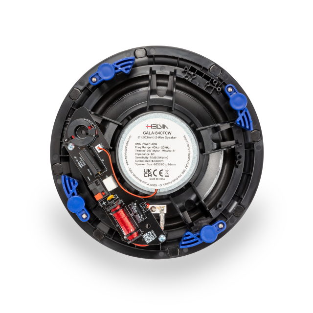 40W 8ohm 8" 2-Way Ceiling Speaker with Frameless Grille, White