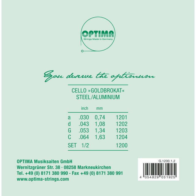 SET OPTIMA GOLDBROKAT G 1200 1/2 CELLO 1/2