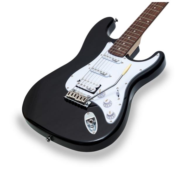 Chitarra elettrica double cutaway con 2 single coil + humbucker splittabile e meccaniche autobloccanti (equipaggiata Wilkinson)