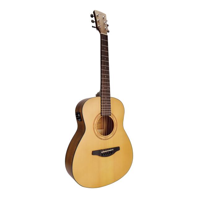 Chitarra acustica Compact con top in abete massello, rosetta incisa e preamp