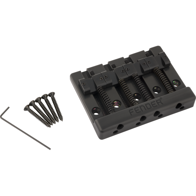 Fender® HiMass™ 4-String Bass Bridge Assembly With Brass Saddles, Black