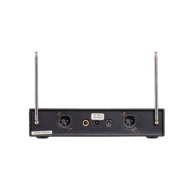 Dual VHF Plug and Play Wireless Microphone with 2 Handheld Mics (205.75 MHz - 209.8 MHz)