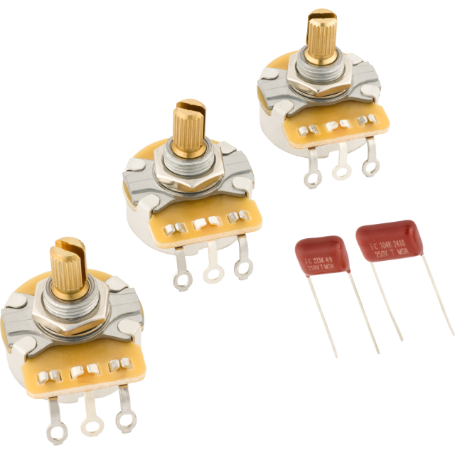Stratocaster® Split Shaft Potentiometer and Capacitor Kit, 3-Pack