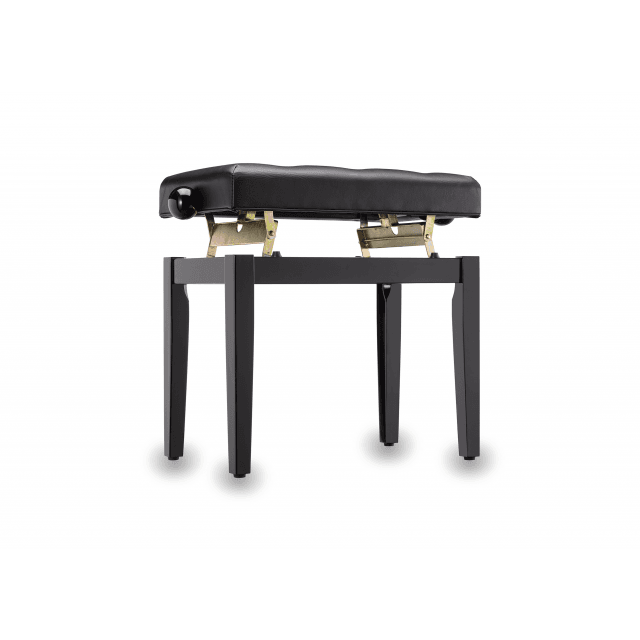 Adjustable glossy finish piano bench with chesterfield seat