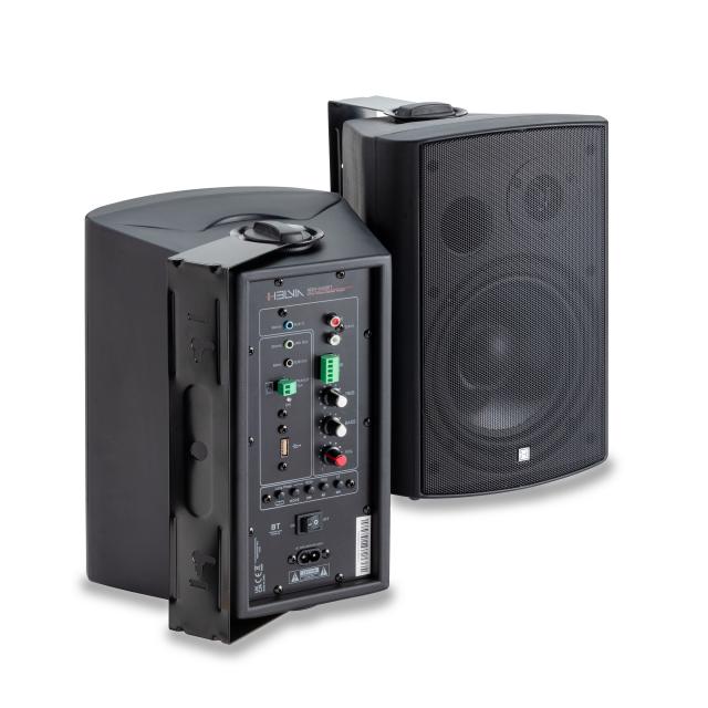 Wall-Mount 2-Way Active+Passive Speaker Set - Black