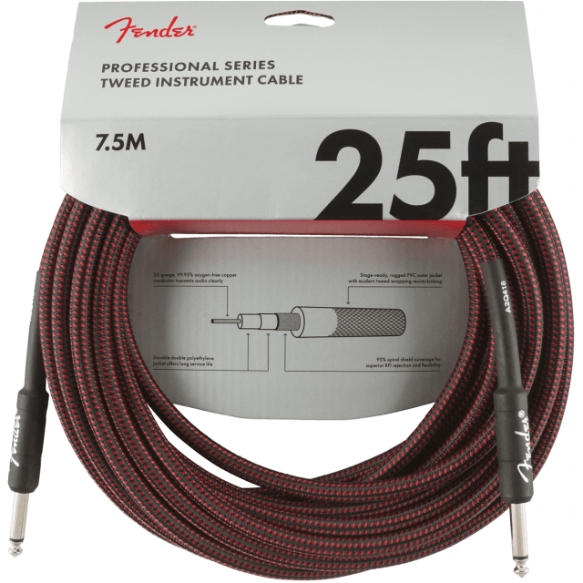 Professional Series Instrument Cable 25' Red Tweed
