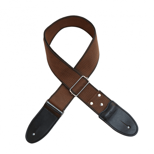 Cotton strap for guitar/bass with real leather ends