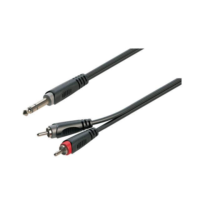 Cavo adattatore 6.3mm Jack maschio STEREO - 2xRCA maschio / 3mt
