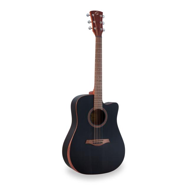 Dreadnought cutaway acoustic guitar with mahogany armrest and preamp