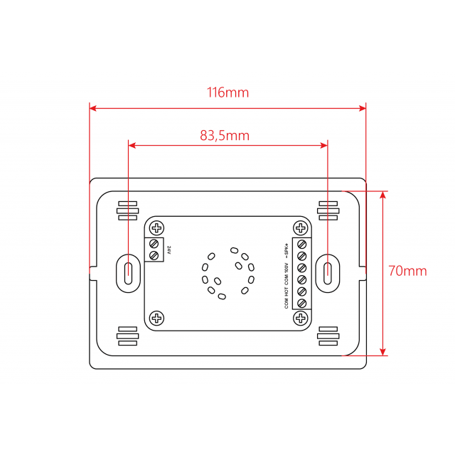 Attenuatore di volume da 5W per diffusori a 70-100V, 4 posizioni + Off, con linea aux. e comando di allarme a 24V