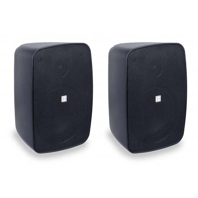 6.5" Waterproof 2-way Passive Wall-Mount Speaker Pair, Black