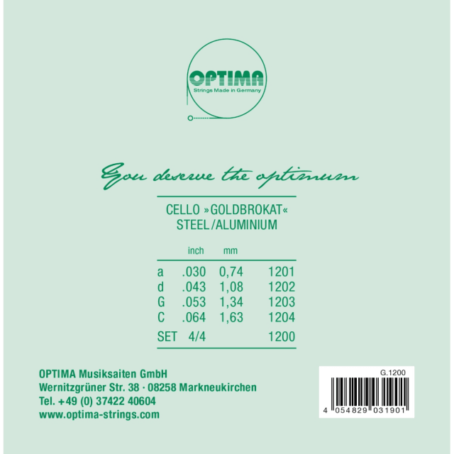 Cello Goldbrokat Set