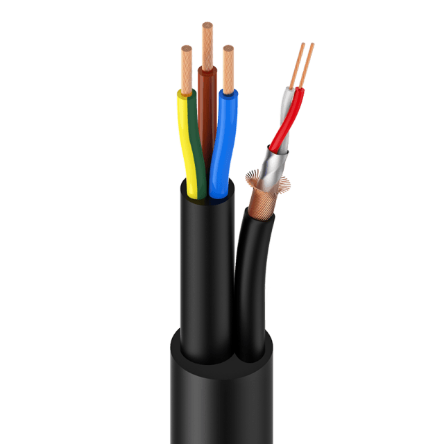 Audio signal and electric power combination cable reel for active speakers (3x2.5 mm² - 2x0.22 mm², 100 mt)