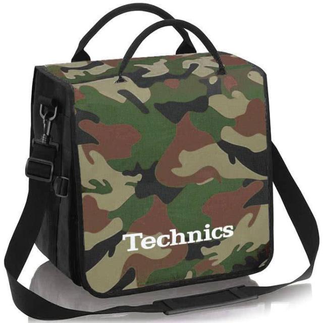 Borsa Convertibile Porta Vinili da DJ (Capacità: 45 dischi - Colore Verde Mimetico/Bianco)