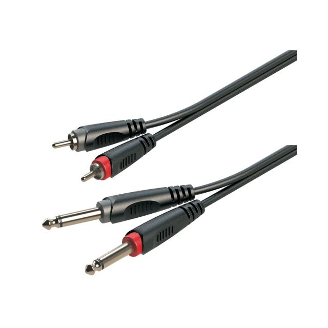 Adapter cable 2x6.3mm Jack male STEREO - 2xRCA male / 3mt