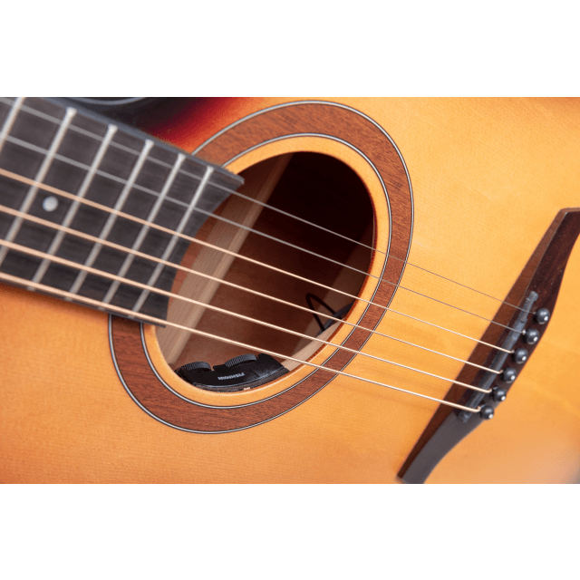 Dreadnought cutaway acoustic guitar with armrest and preamp