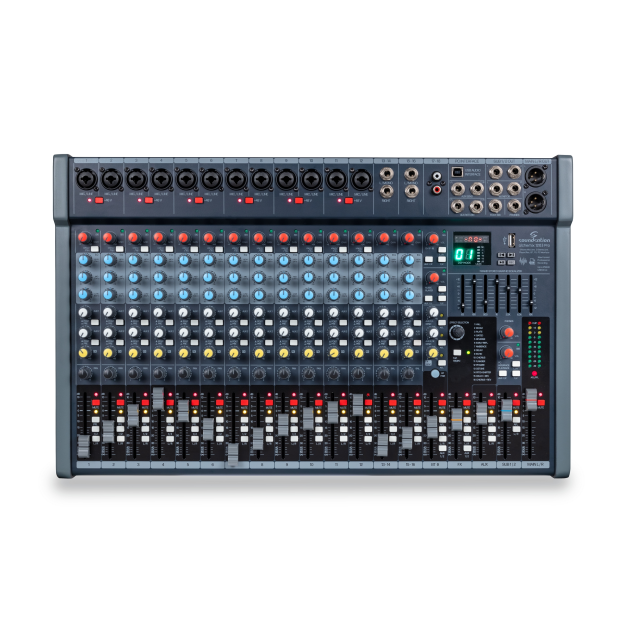 Mixer professionale a 18 canali con lettore/registratore USB, lettore BT, effetti, interfaccia computer