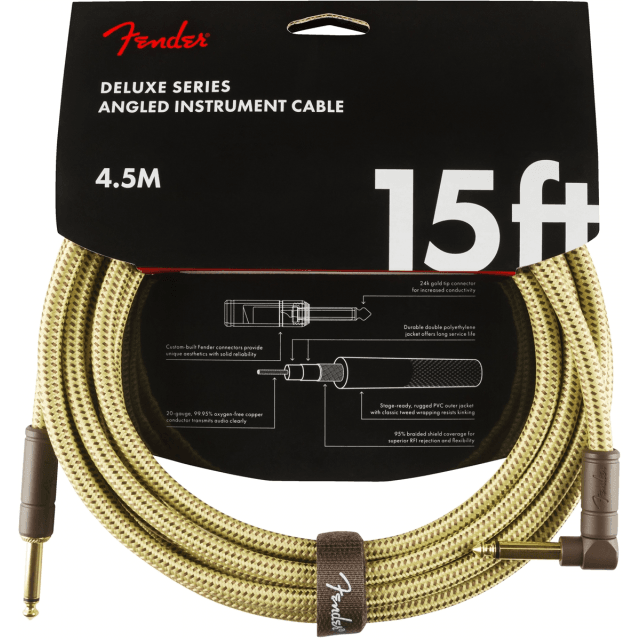 Deluxe Series Instrument Cable Straight/Angle 15' (4,5 m)  Tweed