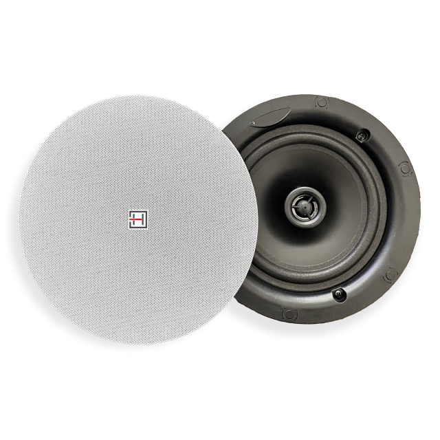 70V/100V 2-Way 5.25” Ceiling Speaker with Frameless Grille, White
