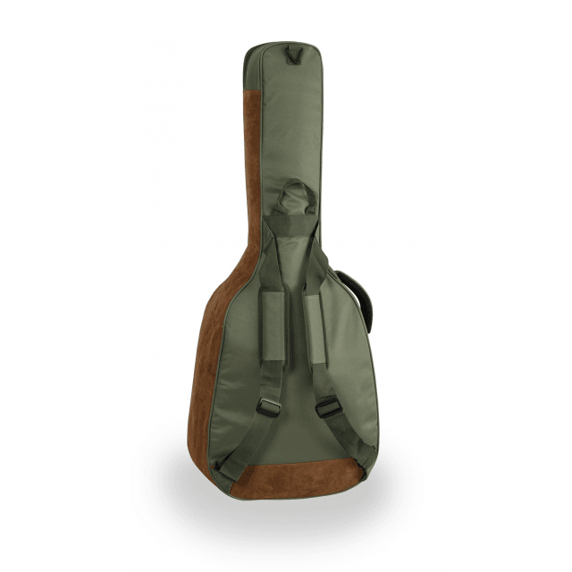 Acoustic guitar bag with suede leather inserts