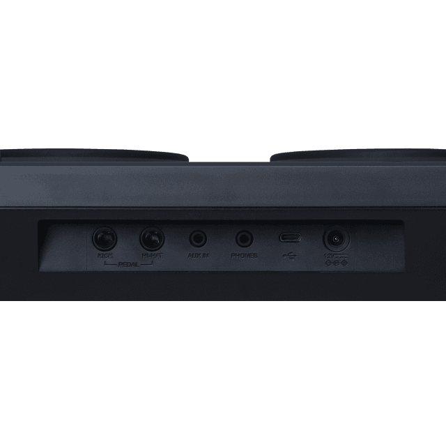 Portable drum kit with 7 touch-sensitive pads and 2 pedals