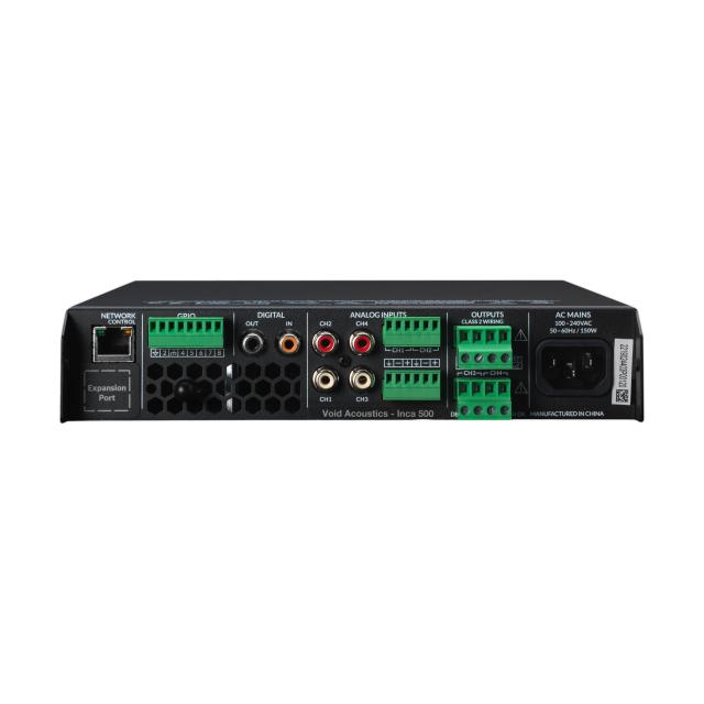 Amplificatore a 4 canali, 125 W @ 4–8 Ω / 2x250 W @ 70/100V, mezza larghezza rack, DSP integrato