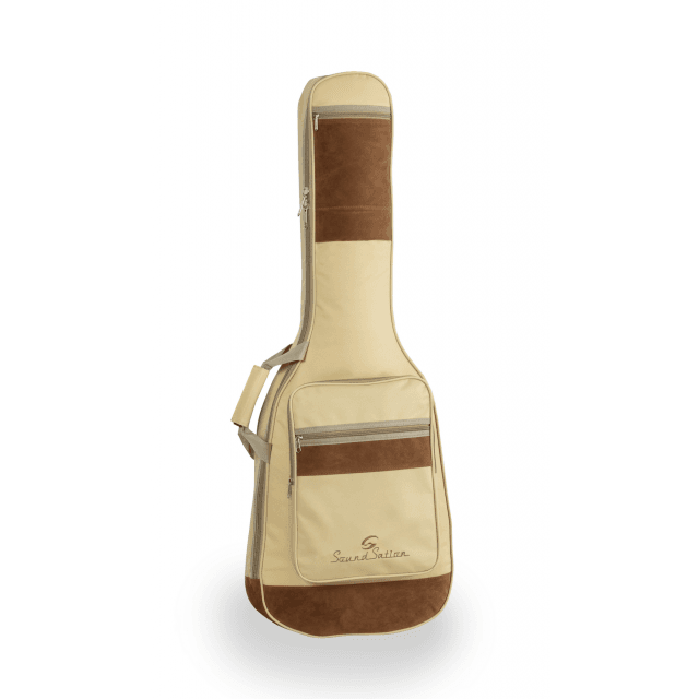 Electric guitar bag with suede leather inserts
