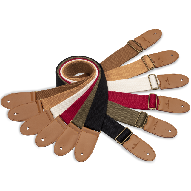 Cotton strap for guitar/bass with real leather ends