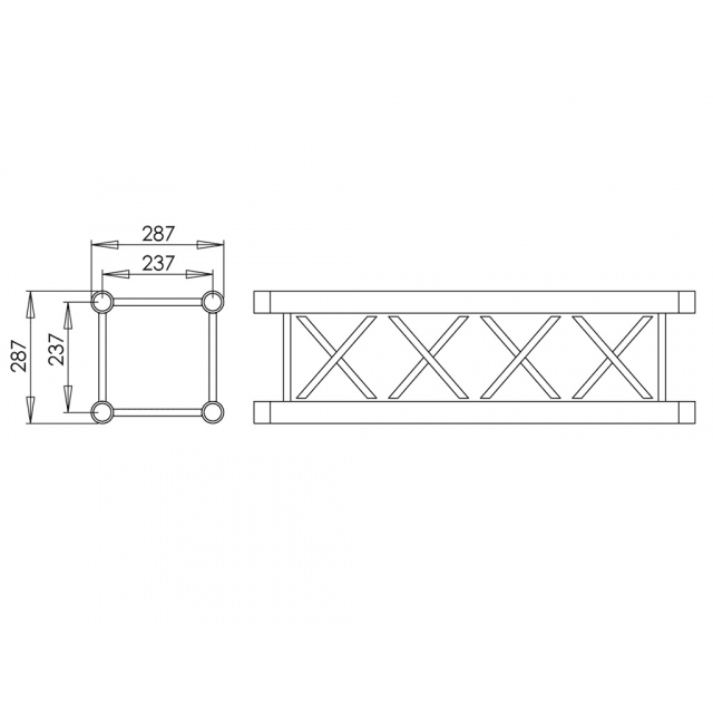 29 CM SQUARED TRUSS  OF 1M. P SERIES. ALLUMINIO NATURALE
