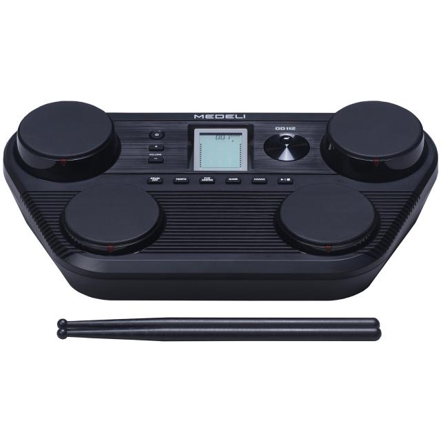 Portable Electronic Drumkit with 4 pads, flashing indicators and touch sensitivity.
