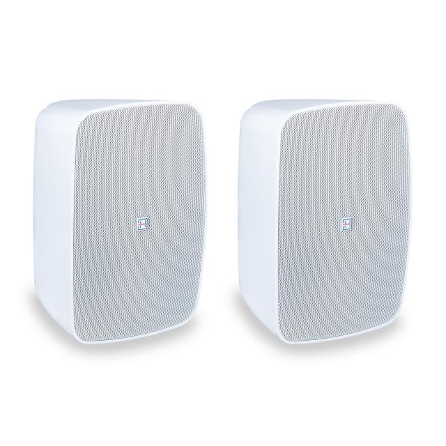 6.5" Waterproof 2-way Passive Wall-Mount Speaker Pair, White