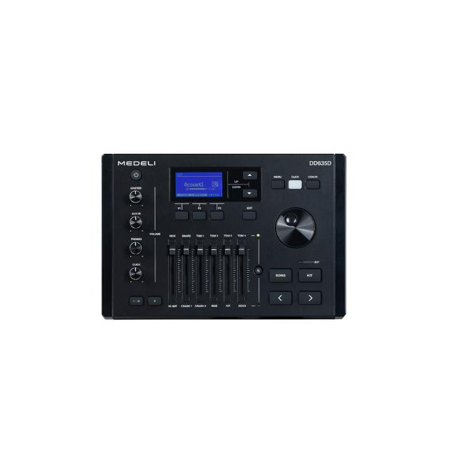 Batteria elettronica compatta ed elegante con Snare MESH, 3 Tom, 1 Crash ed Hi-Hat tutti a 2 Zone ed un Ride a 3 Zone.