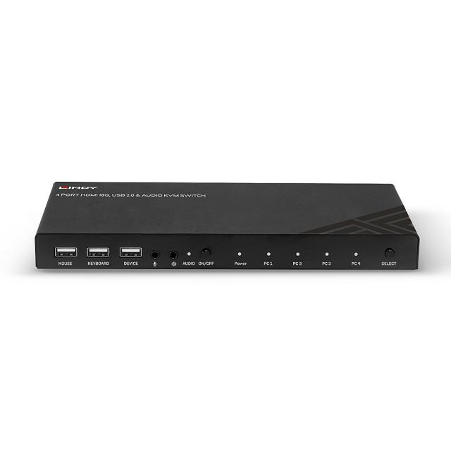 Switch KVM a 4 Porte con HDMI 18G, USB 2.0 e Audio