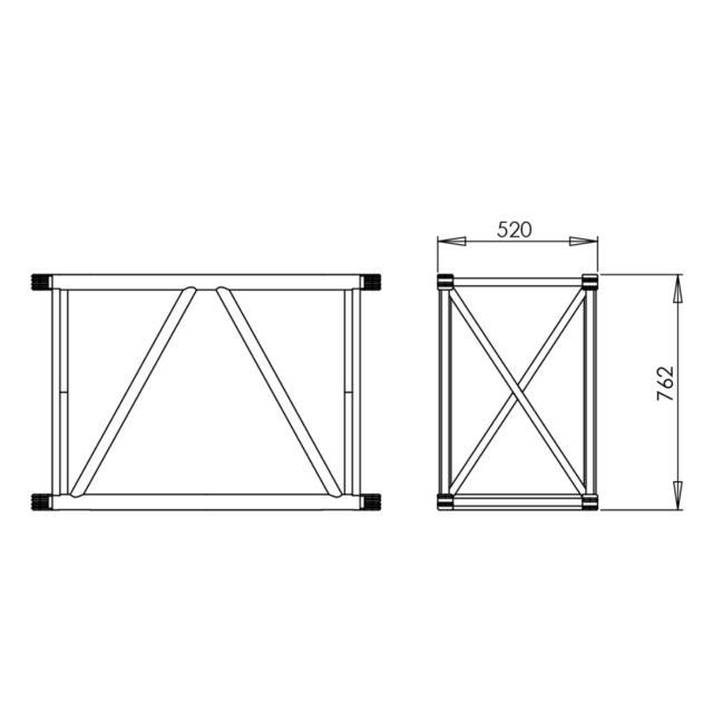 2 Meters Rectangular Truss Section for Heavy Loads with Wheels (EC762M)