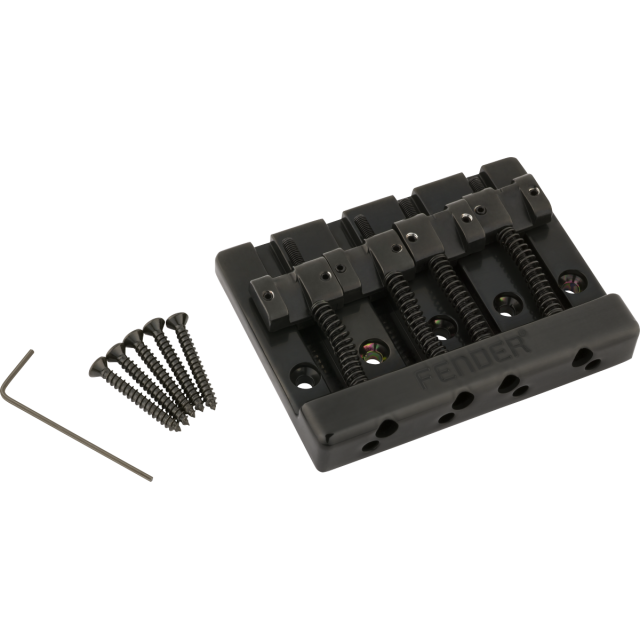 Ponte Fender HiMass 4-String Bass Bridge Assembly With Zinc Saddles, Black 0994407400