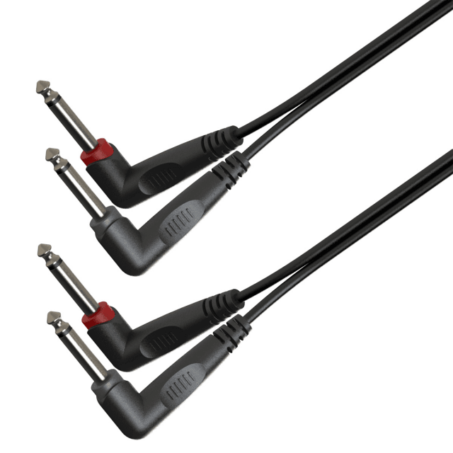 Adapter cable 2x6.3mm angled Jack male MONO - 2x6.3mm angled Jack male MONO / 6mt