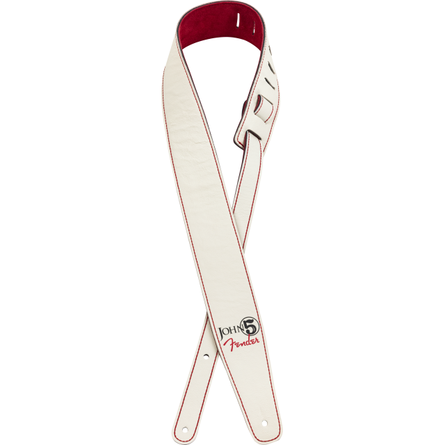 John 5 Leather Strap, White and Red