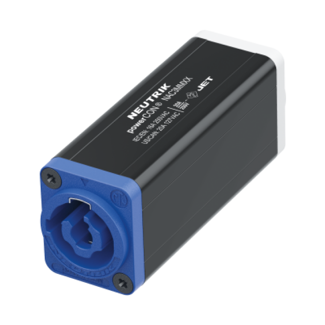CBC coupler for linking powercables using IEC 60320-1 compliant powerCON XX series receptacles (NAC3MPXXA/B)